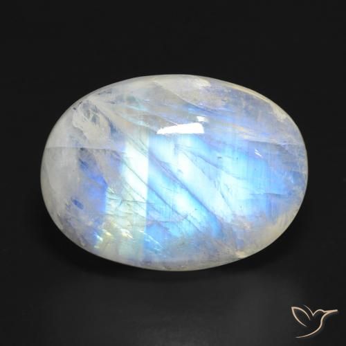15.90ct Natural Blanco azulado Piedra lunar arcoíris, Ovalada, Translúcido