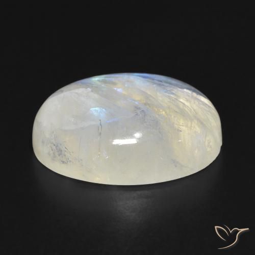 Piedra lunar arcoíris Blanco azulado natural de 15.90 ct, Ovalada, Translúcido