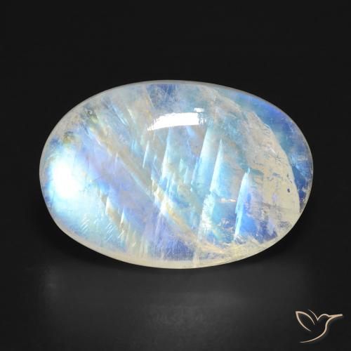16.07ct Natural Blanco azulado Piedra lunar arcoíris, Ovalada, Translúcido