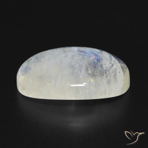Piedra lunar arcoíris Blanco azulado natural de 16.07 ct, Ovalada, Translúcido