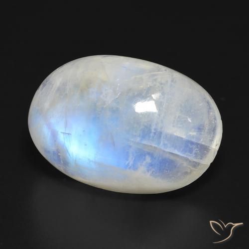 Piedra lunar arcoíris Blanco azulado natural de 20.99 ct, Ovalada, Transparente