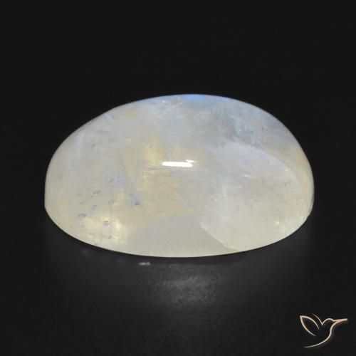 Piedra lunar arcoíris Blanco azulado natural de 20.99 ct, Ovalada, Transparente