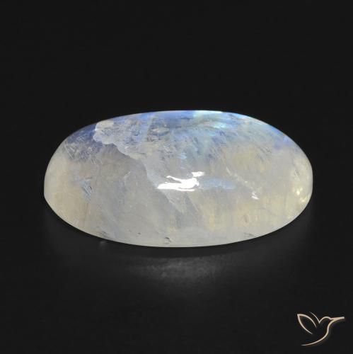 Piedra de luna arcoíris blanco natural de 9,48 ct, corte óvalo, transparente
