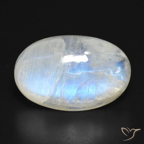 16.32ct Natural Blanco azulado Piedra lunar arcoíris, Ovalada, Translúcido