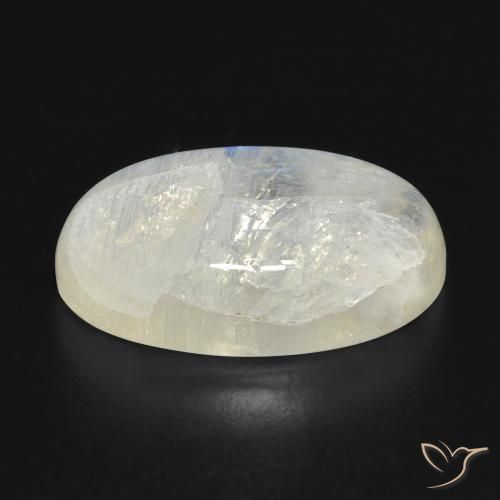Piedra lunar arcoíris Blanco azulado natural de 16.32 ct, Ovalada, Translúcido