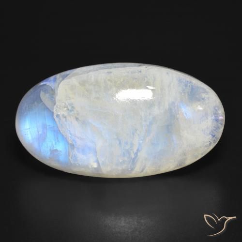 39.99ct Natural Blanco azulado Piedra lunar arcoíris, Ovalada, Translúcido