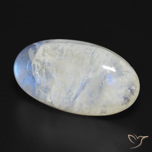 Piedra lunar arcoíris Blanco azulado natural de 39.99 ct, Ovalada, Translúcido
