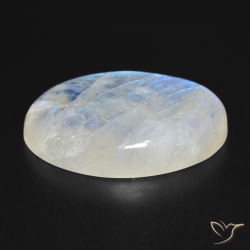 Piedra lunar arcoíris Blanco azulado natural de 45.90 ct, Ovalada, Translúcido
