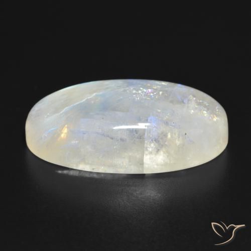 Piedra lunar arcoíris Blanco azulado natural de 25.60 ct, Ovalada, Translúcido