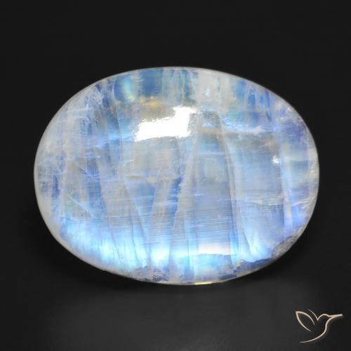 27.61ct Natural Blanco azulado Piedra lunar arcoíris, Ovalada, Translúcido