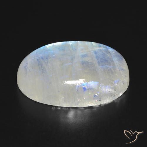 Piedra lunar arcoíris Blanco azulado natural de 27.61 ct, Ovalada, Translúcido