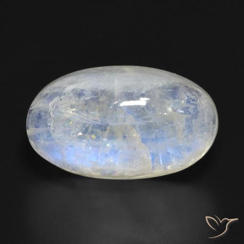 Piedra de luna arcoíris blanco natural de 14,87 ct, corte óvalo, translúcido