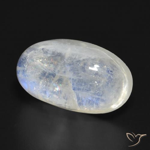 Piedra de luna arcoíris blanco natural de 14,87 ct, corte óvalo, translúcido