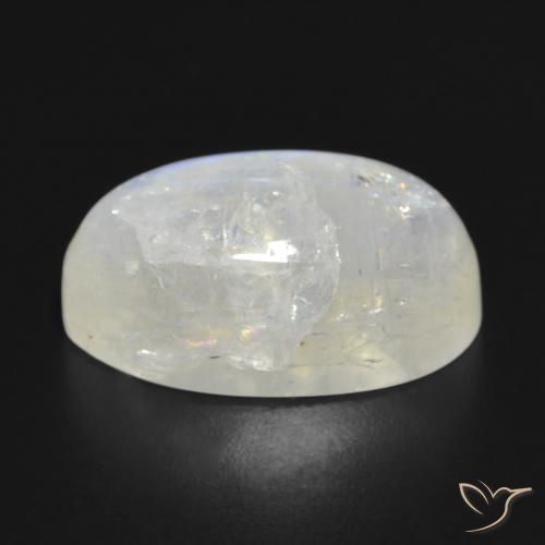 Piedra de luna arcoíris blanco natural de 14,87 ct, corte óvalo, translúcido