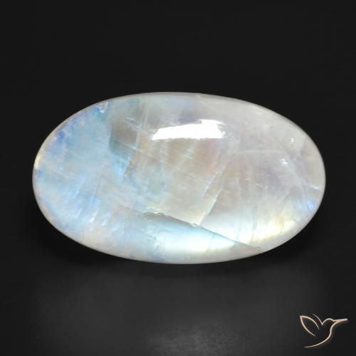 25.94ct Natural Blanco azulado Piedra lunar arcoíris, Ovalada, Translúcido