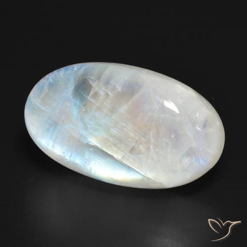 Piedra lunar arcoíris Blanco azulado natural de 25.94 ct, Ovalada, Translúcido