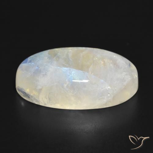 Piedra lunar arcoíris Blanco azulado natural de 25.94 ct, Ovalada, Translúcido