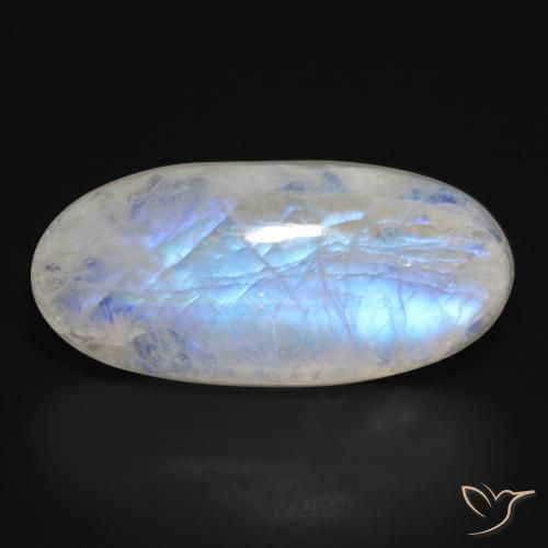 28.30ct Natural Blanco azulado Piedra lunar arcoíris, Ovalada, Translúcido