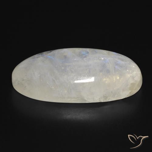 Piedra lunar arcoíris Blanco azulado natural de 28.30 ct, Ovalada, Translúcido