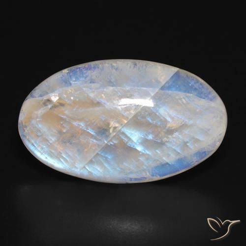 24.46ct Natural Blanco azulado Piedra lunar arcoíris, Ovalada, Translúcido