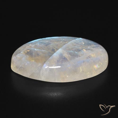 Piedra lunar arcoíris Blanco azulado natural de 24.46 ct, Ovalada, Translúcido