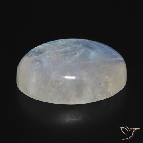 Piedra lunar arcoíris Blanco azulado natural de 31.82 ct, Ovalada, Translúcido