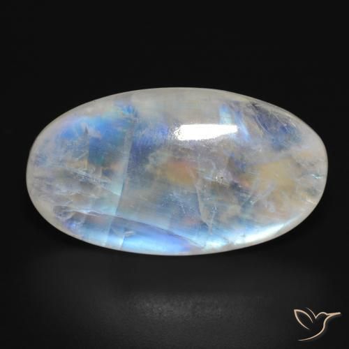 26.45ct Natural Blanco azulado Piedra lunar arcoíris, Ovalada, Translúcido