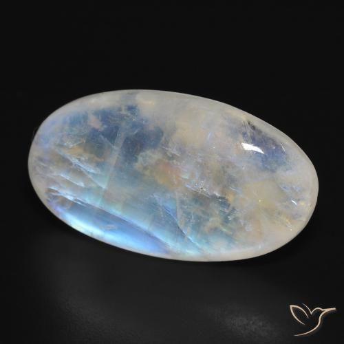 Piedra lunar arcoíris Blanco azulado natural de 26.45 ct, Ovalada, Translúcido