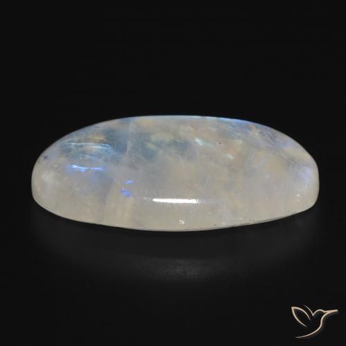 Piedra lunar arcoíris Blanco azulado natural de 26.45 ct, Ovalada, Translúcido