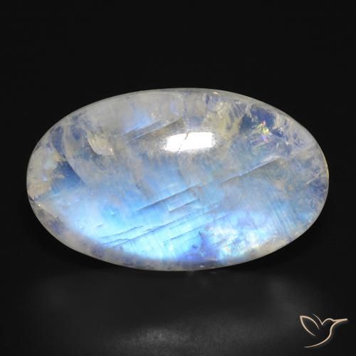 23.70ct Natural Blanco azulado Piedra lunar arcoíris, Ovalada, Translúcido