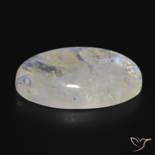 Piedra lunar arcoíris Blanco azulado natural de 23.70 ct, Ovalada, Translúcido