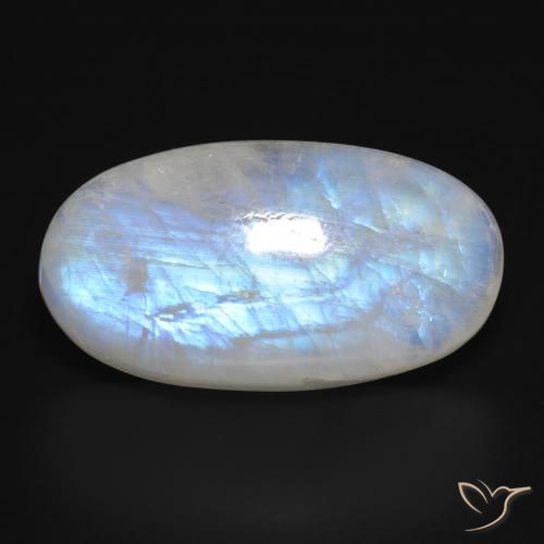 28.13ct Natural Blanco azulado Piedra lunar arcoíris, Ovalada, Translúcido