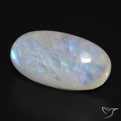 Piedra lunar arcoíris Blanco azulado natural de 28.13 ct, Ovalada, Translúcido