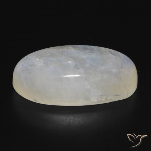 Piedra lunar arcoíris Blanco azulado natural de 28.13 ct, Ovalada, Translúcido