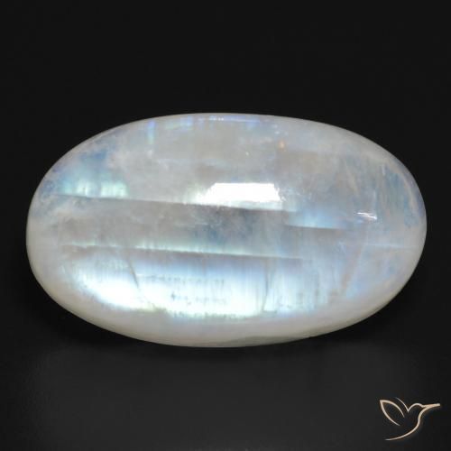 21.15ct Natural Blanco azulado Piedra lunar arcoíris, Ovalada, Translúcido