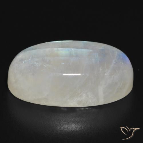 Piedra lunar arcoíris Blanco azulado natural de 21.15 ct, Ovalada, Translúcido