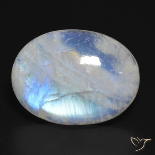 Piedra de luna arcoíris blanco natural de 19,49 ct, corte óvalo, translúcido