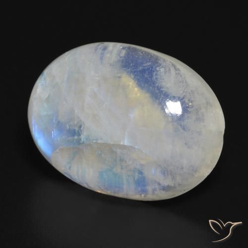 Piedra de luna arcoíris blanco natural de 19,49 ct, corte óvalo, translúcido