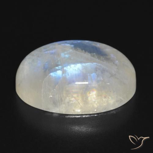 Piedra de luna arcoíris blanco natural de 19,49 ct, corte óvalo, translúcido