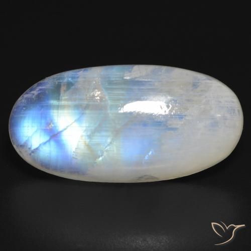 17.17ct Natural Blanco azulado Piedra lunar arcoíris, Ovalada, Translúcido