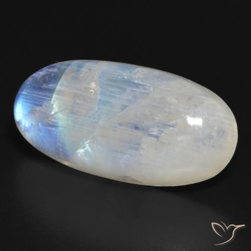 Piedra lunar arcoíris Blanco azulado natural de 17.17 ct, Ovalada, Translúcido