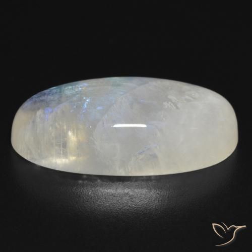 Piedra lunar arcoíris Blanco azulado natural de 17.17 ct, Ovalada, Translúcido