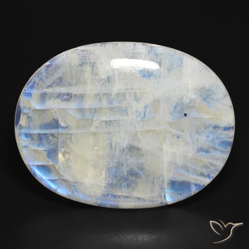 112.39ct Natural Blanco azulado Piedra lunar arcoíris, Ovalada, Translúcido