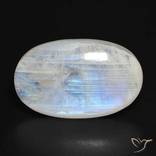 27.82ct Natural Blanco azulado Piedra lunar arcoíris, Ovalada, Translúcido