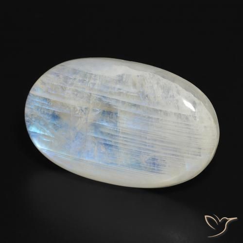 Piedra lunar arcoíris Blanco azulado natural de 27.82 ct, Ovalada, Translúcido