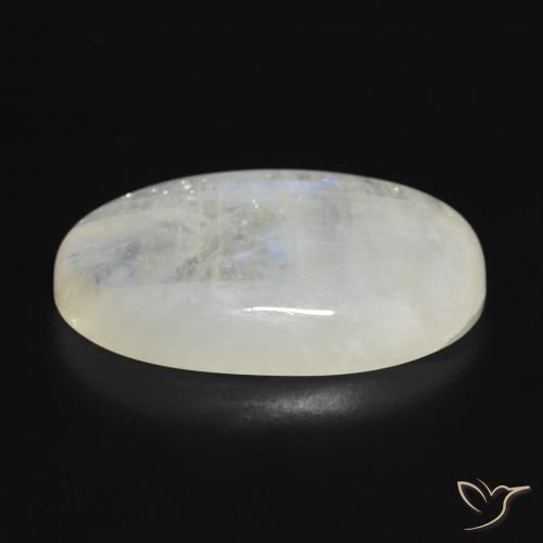 Piedra lunar arcoíris Blanco azulado natural de 27.82 ct, Ovalada, Translúcido