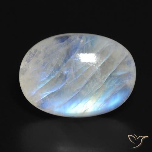 14.84ct Natural Blanco azulado Piedra lunar arcoíris, Ovalada, Translúcido