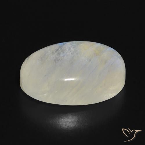 Piedra lunar arcoíris Blanco azulado natural de 14.84 ct, Ovalada, Translúcido