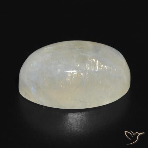 Piedra lunar arcoíris Blanco azulado natural de 14.10 ct, Ovalada, Translúcido