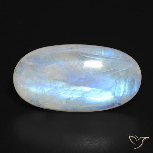 22.34ct Natural Blanco azulado Piedra lunar arcoíris, Ovalada, Translúcido
